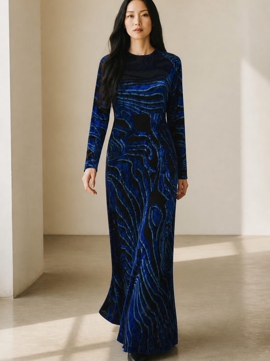 Karen Millen Dresses & Skirts - NWT Karen Millen Petite Blue Velvet Burnout Maxi Dress UK 10 US 6 Formal